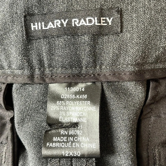 HILARY RADLEY Slim Straight Leg Stretch Dress Pants Charcoal Grey Neutral 12 - Picture 7 of 11